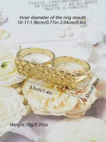 1枚14K镀金镂空双指金块戒指，适合男士日常佩戴和参加派对，是新年、万圣节、圣诞节、复活节送给男友的最佳礼物。 - 金色 - 查看 13