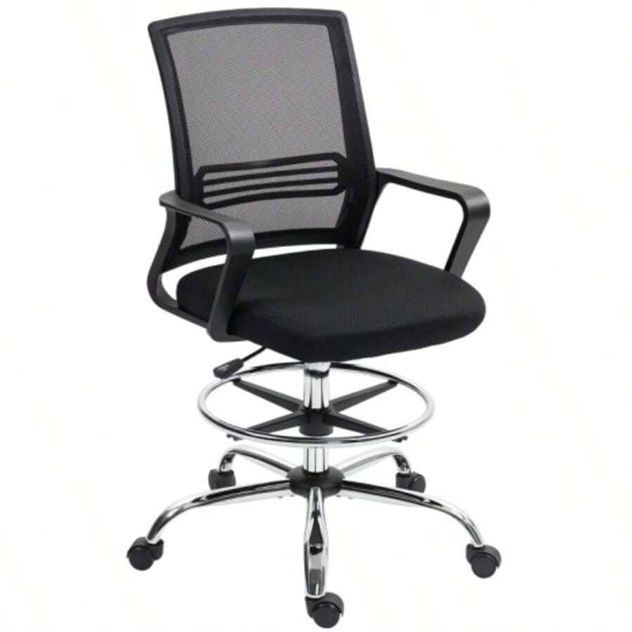 Swivel Office Chair, Adjustable, On Casters, Black - Black - View 1