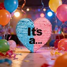 Bộ 5 chiếc Piñata hình trái tim, Piñata chủ đề tiết lộ giới tính, thích hợp cho tiệc tiết lộ giới tính, trang trí tiệc, trang trí piñata vui nhộn, đạo cụ chụp ảnh, phù hợp cho nhiều bữa tiệc khác nhau, bao gồm gậy, bịt mắt, giấy kim tuyến màu xanh và hồng. - Hồng - Xem 6