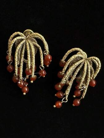 复古烟花耳钉，独特设计，女士耳环