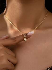 1pc Simple Gold-Color Starfish Ocean Beach Vacation Style Pendant Necklace For Women - A9247-4 - View 18
