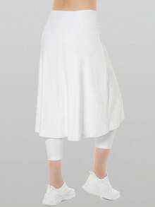 RUNONWHEELS 5 女士高腰及膝运动短裙裤，带口袋，适合网球运动，白色 - 白色 - 查看 5