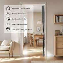 AJAZZ - Cortina de acordeón invisible para puerta de acordeón puerta de interior magnética para recámara sala de estar puerta juego de cortinas incluidas barra 1 paquete 54 de ancho x 78 de - 137,2An x 198,1Al cm (1 Paneles)+Negro - Ver 5