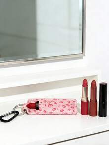 1 pièce Porte-clés rouge à lèvres, Étui multifonctionnel pour porte-clés rouge à lèvres, Sac de rangement pour rouge à lèvres à clipser, Accessoire de sac pour femme, Cadeau pratique, Sac de rangement pour porte-clés rouge à lèvres imprimé léopard, Porte-clés rouge à lèvres élastique (peut être assorti avec une boucle noire) - Multicolore - Voir 7