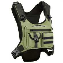 Men's And Women's Hydration Backpack Vest - Heavy Duty Running, Hiking, Cycling Chest Bag With MOLLE System, Compatible With Hydration Bladders (Bladder Not Included), Padded Shoulder Straps And Multiple Compartments, Men's Waist Bag, Belt Bag - 綠色 - 查看 10