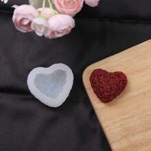 1pc Heart Shaped Fragrance Candle Mold, DIY Handmade Soap Flower Ball Silicone Mold - White - View 5