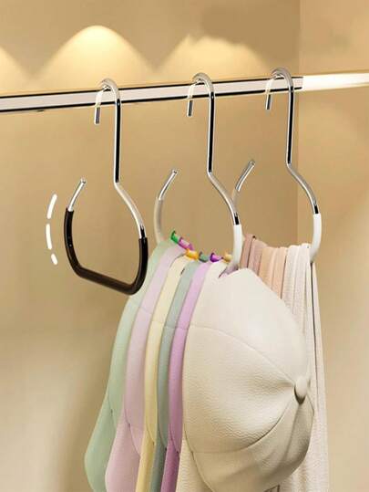 5 piezas Perchero de sombreros (1 pieza/3 piezas), Estante de almacenamiento antideslizante con ganchos de anillo redondo creativos para perchas de acero inoxidable, organizador versátil para sombreros, tirantes, corbatas, bufandas y lencería - Accesorio compacto, duradero, ahorra espacio y de moda para exhibir en armarios del hogar, perfecto para sombreros de sol, gorros, fedoras, gorras y equipo diario