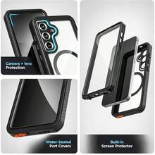 Waterproof Case Designed S25 IP68 Full Body Protective Phone Case with Screen Protector Built - in Black - transparente - Ver 4