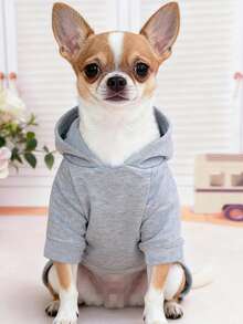 1 chiếc áo hoodie màu xám cho thú cưng, áo nỉ ấm áp lót lông cừu, thiết kế hình mèo hai chân, chống rụng lông, thích hợp cho mùa thu/đông. - Xám - Xem 6