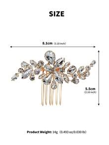 1 chiếc lược cài tóc hình hoa và lá pha lê thanh lịch, phụ kiện cài tóc cô dâu bằng pha lê vàng, thích hợp cho đám cưới, dạ hội và các sự kiện trang trọng. - Vàng - Xem 11