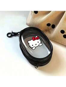 Sanrio 1个可爱三丽鸥Hello Kitty便携迷你时尚拉链收纳包透明数码包带钥匙扣，可装耳机和充电器，小巧便携，耐用拉链封口，是送给女孩和三丽鸥粉丝的完美旅行日常礼物。 - 彩色 - 查看 7