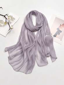 1件深色图案亮褶斗篷纯色披肩头巾头巾，柔软丝滑轻盈面料，女士多功能用途，适合所有季节，可作为晚礼服、派对、旅行、办公或婚礼的配饰，是完美的礼物之选。 - 彩色 - 查看 19