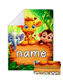 1 件个性化毯子，森林动物图案设计 - 轻盈法兰绒床上用品，适用于沙发、床、旅行、露营、客厅、办公室和椅子 - 采用柔软保暖的数码印花法兰绒面料制成。