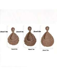 3 PiecesBohemian Lace Wall Hanging Baskets - Light Brown Fabric Storage Hooks, Available In Two Sizes, Suitable For Kitchen, Garlic And Onion Racks, Home And Dining Decor Shelves, Multi-Purpose Organizers For Fruits, Vegetables, And More, Kitchen Storage Solution | Bohemian Style | Fabric Structure, Storage Baskets - Multicolor - View 10