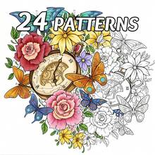 1 Beautiful World Adult Coloring Book, 24 Pages Of Exquisite Floral And Butterfly Patterns, Thick Paper, Pearl Paper Cover, Ideal Gift For Valentine's Day, Women's Day, Birthday, Easter, Back To School, Size: 7.9x7.9 Inches - Multicolor - View 3