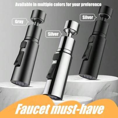 1pc Kitchen Faucet Extender, 360° Swivel Sink Faucet Head Sprayer, Brass Universal Connector, 3-Mode High Pressure, Fits Most Faucets