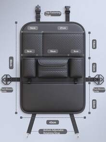 PU Leather Car Back Seat Organizer With Tissue Box Holder, Cup Holders, Hooks & Anti-Kick Mat - Multifunctional Backseat Storage Bag - Multicolor - View 4