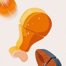 儿童木制仿真食物玩具，儿童厨房玩具套装，儿童益智角色扮演游戏，亲子互动 - 彩色 - 查看 5