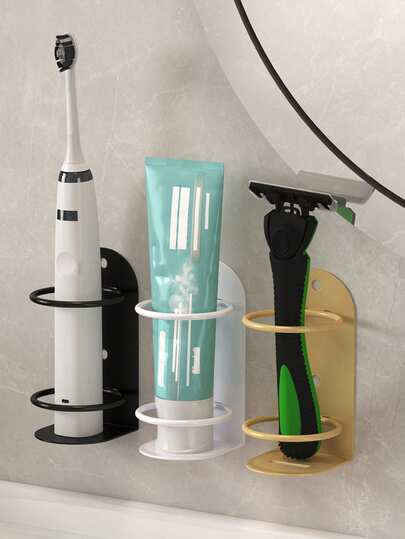 No-Drill Wall-Mounted Hair Dryer Space-Saving Bathroom Storage(Rack No Drilling)-Suitable For Home And Salon Use Modern Plastic Hair Dryer Storage Rack With Cord Hook,For Bathroom Storage,Space-Saving Hair Dryer Stand,Practical Hook