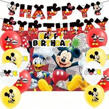 20pcs "Stitch & Lilo" Themed Birthday Party Decoration Set, Includes Stitch & Angel Flags, Balloons And Party Backdrop Combo, Suitable For Birthday Party, Indoor Use, Holiday Gathering, Themed Party, Summer Party - Multicolor - View 3