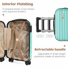 Luggage Set 3 Piece Luggage Set ABS Hardshell Spinner Wheels Luggage Carry On Suitcase With Weekender Bag & Toiletry Bag(Mint Green - 20吋橙色 - 查看 4