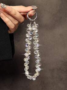 1pc Luxury Multi-Color Crystal Chain Wrist Strap, Detachable Phone Case/Keychain Holder With Clip - Multicolor - View 19