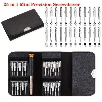1套25合1迷你精密螺丝刀套装，带磁性刀头，专为维修电子产品、相机、手表和电脑而设计