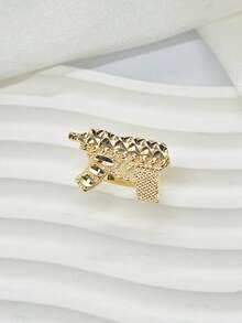 1pc Hip Hop Punk Style Gold Brick Gun Ring, Suitable For Daily Wear, Parties, Festivals. Best Gift For Boyfriend On Valentine's Day/Easter - Gold - View 3