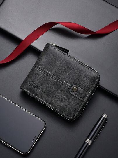 SHABILI Men's Short Wallet, Business Minimalist Fashion Soft Leather Wallet, Slim Bifold Wallet For Young