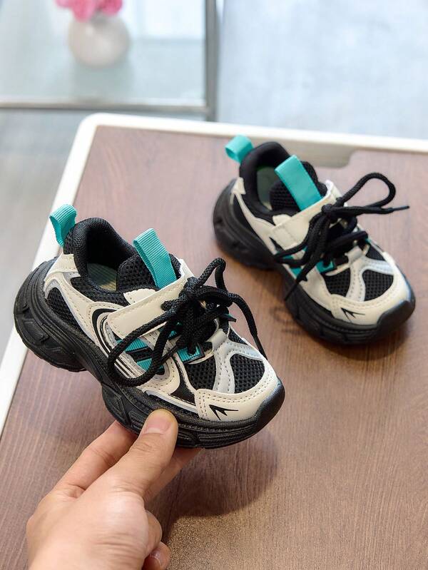 1 par de zapatillas deportivas gruesas de moda para niños, zapatos antideslizantes para caminar para niños y niñas pequeños, zapatos deportivos casuales transpirables para uso diario, escuela, senderismo, trotar y otras actividades al aire libre