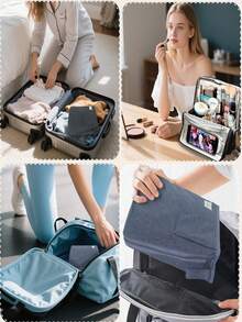 大容量高品质化妆包 - 旅行化妆收纳包，带多个拉链口袋和腕带。可收纳化妆刷、洗漱用品、首饰和其他美容用品。实用收纳包，大容量化妆包。 - 彩色 - 查看 6