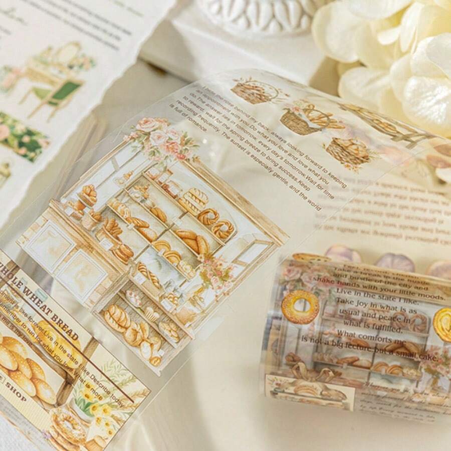 200cm/Roll, Floral And Character Patterns, Vintage Decorative Tape, Can Be Used To Decorate Phone Cases, Notebooks, Photo Albums, Postcards, Cups, Creative DIY Material Kit, Birthday Gift, Vintage-Themed Tape - Multicolor - View 1