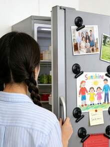 1pc Stainless Steel Round Head Clip, Metal Fridge Magnet, Heavy Duty Magnetic Clamp, Detailed List Displays Fasteners, Suitable For Home And Kitchen, Birthday