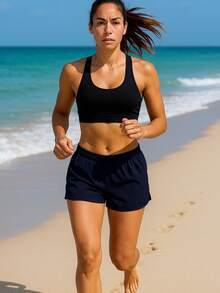 Women's Short Sports Shorts Workout Gym Fitness Walking Running Shorts - Navy Blue - View 3
