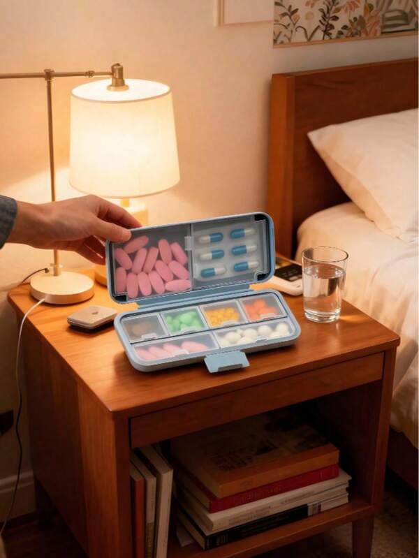 Moisture-Proof PP Material Pill Organizer Unisex Portable Pill Case For Travel Camping Dorm Back-To-School Home Outdoor First-Aid Kit