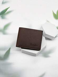 HOVI'S Men Short Wallet Brown Textured Leather - Multi Card Slots Ruangfan Embossed New Year Gift Valentine's Day Gift