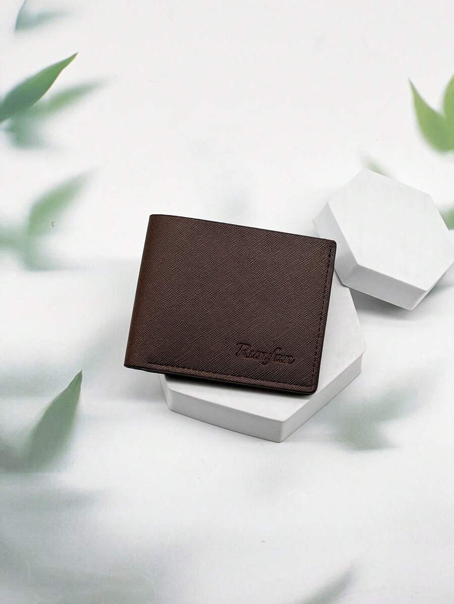 HOVI'S Men Short Wallet Brown Textured Leather - Multi Card Slots Ruangfan Embossed New Year Gift Valentine's Day Gift