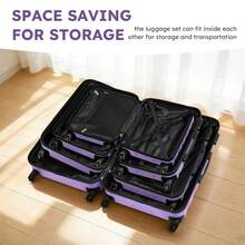 4 Piece Luggage Set 16/20/24/28 Inch Hardside Lightweight Suitcase With Spinner Wheels (Purple) - 紫色 - 查看 9
