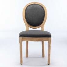 French-Style Dining Chair With Antique-Painted Linen Upholstery, Set Of 2, Solid Wood Frame, DE1845BG - Grey - View 1