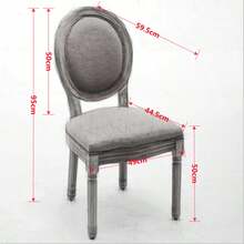 French-Style Dining Chair With Antique-Painted Linen Upholstery, Set Of 2, Solid Wood Frame, DE1845BG - Grey - View 2