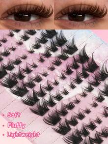 104 Clusters Of False Eyelashes, C-Curl, 8-15mm, Natural Finish, Soft Fan-Shaped Tips, Fluffy And Soft False Eyelashes, Eye-Lengthening, Cat-Eye Lashes, Eyelashes, False Eyelashes - C - Xem 2