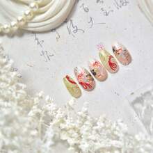 1张高品质优雅中国水墨锦鲤云纹美甲贴纸 美甲设计装饰贴花