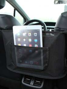 1pc Extra Large Canvas Car Storage Bag, Backseat Organizer Bag With Multiple Pockets And Mesh Compartments, Ideal For Storing Phones, Documents, Tablets, Magazines, Snacks, Kids Toys, Travel Essentials, Road Trips, Commuting, Business Travel - Multicolor - View 15