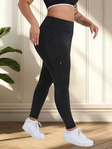 Quần tập yoga nâng mông giảm béo cỡ lớn 7/8 có túi bên hông, thích hợp cho thể thao, chạy bộ, tập luyện, thể hình, mặc thường ngày - màu đen - Xem 6