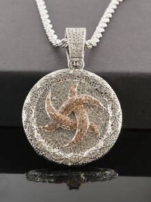 1件男女通用个性化符号圆形吊坠项链，时尚百搭项链