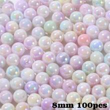 10/20/30/50/100/200pcs 6/8/10/12/14/16mm Acrylic Aurora Colored Faux Pearl Shiny Loose Spacer Round Beads, Perfect For Jewelry Making Necklace Bracelet Earring DIY Mobile Phone Chain Craft - Random Color - View 15