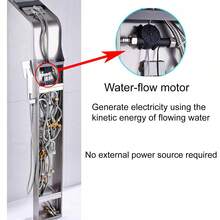 Modern LED Stainless Steel Shower Panel Tower Rain Waterfall Massage Jets System - Brushed Nickel - View 8