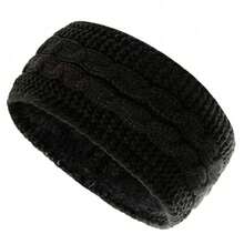 1条女士针织抓绒内衬发带，冬季保暖弹力护耳头巾，柔软加厚发带，适合寒冷天气和户外活动，可爱舒适的发饰礼品 - 彩色 - 查看 4