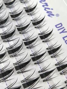 Hinarin 140片C型卷翘仙女睫毛簇，10-18mm，漫画风格，DIY睫毛嫁接，湿润感尖刺动漫睫毛，单根假睫毛簇，超薄隐形睫毛带，睫毛簇，假睫毛 - C - 查看 3