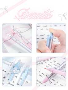 4 piezas de bolígrafos de gel con diseño de cinta estilo ballet, tinta negra de 0.5 mm, diseño antideslizante de cinta, agarre ligero, secado rápido y escritura suave, adecuado para tomar notas de clase, práctica de exámenes, diarios y uso diario (estilo aleatorio) - Multicolor - Ver 2